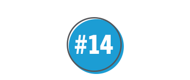 AboutUs-Awards-Icon-No9 A blue circle with a black outline contains the white number #14 in the center.