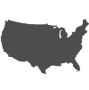 National A simple, solid black silhouette of the contiguous United States on a white background.