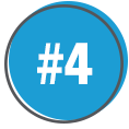 4 A blue circle with a gray outline contains the text #4 in bold white font at the center.