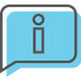 A blue speech bubble with a lowercase letter i inside, symbolizing information or an info icon.