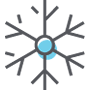 Simple illustration of a neuron, with a blue circle representing the cell body and black lines extending outward as dendrites and the axon, resembling a stylized snowflake or network.