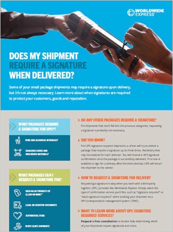 reminiscent of a UPS Signature Required delivery. The background is blurred