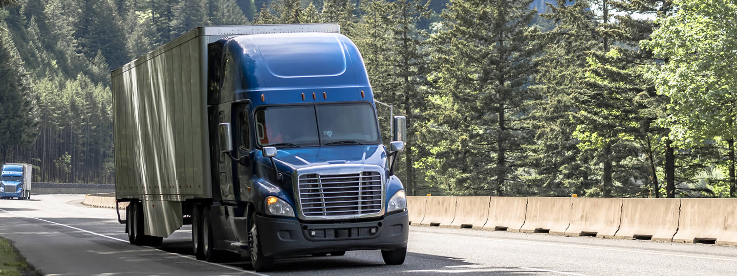 surrounded by lush green trees and distant mountains. Large blue arrows are overlaid pointing to the right