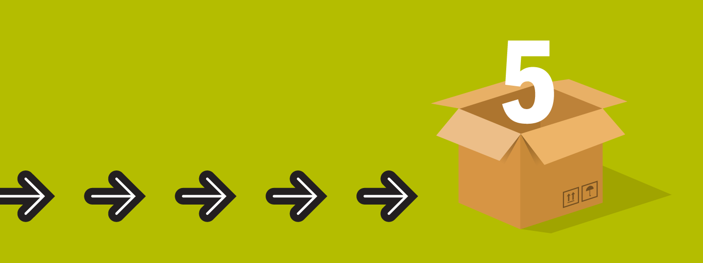 symbolizing a small-business-shipping-hub. Black arrows point towards the box from the left on a green background