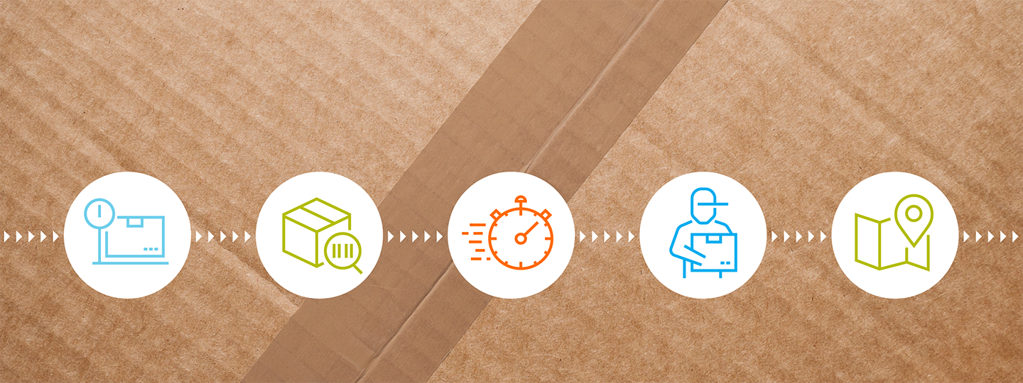 a blue delivery person holding a package symbolizing the small-business-shipping-hub