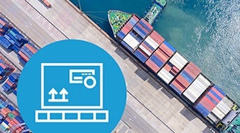 Aerial view of a cargo ship specializing in freight