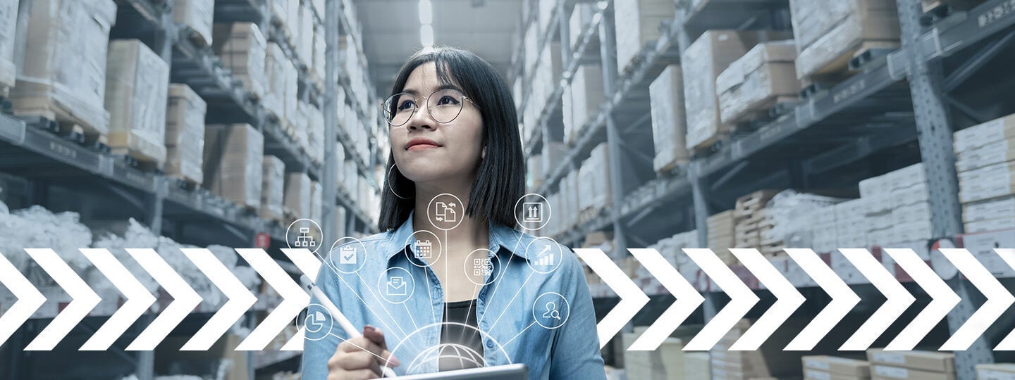 with arrows pointing forward