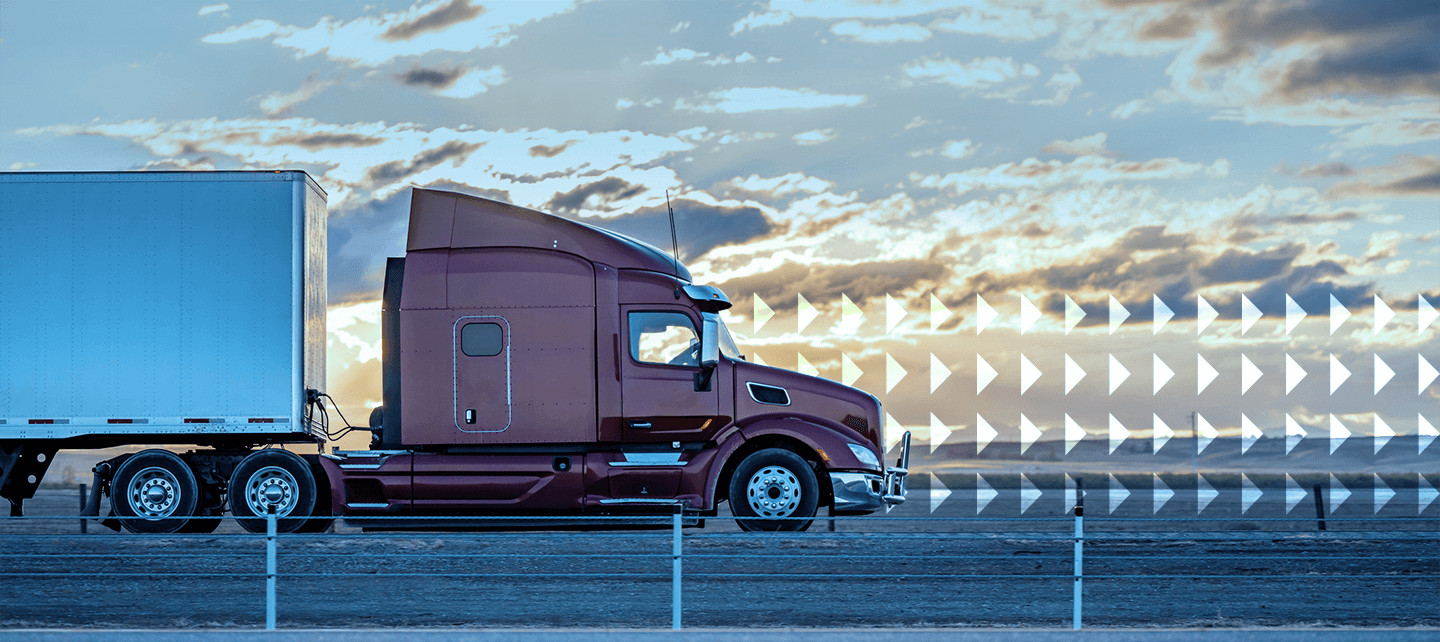 embodying the dynamics of LTL vs FTL freight services. White arrows overlay the image