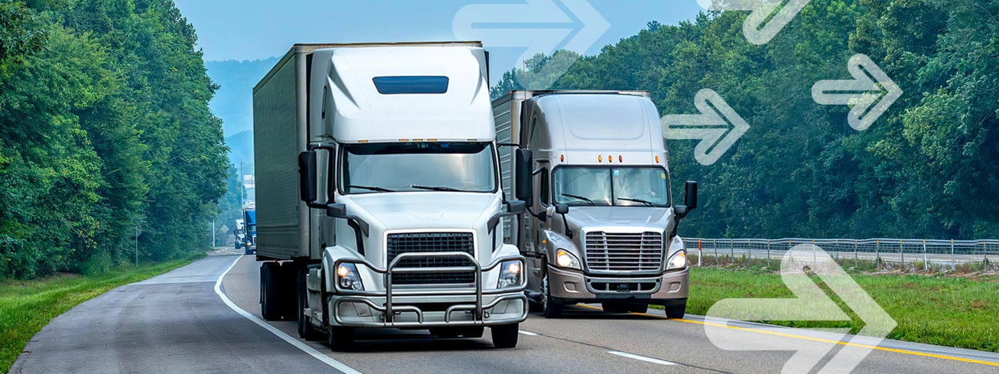 embodying the dynamic flow of Spot vs Contract Freight. White arrows overlay the image