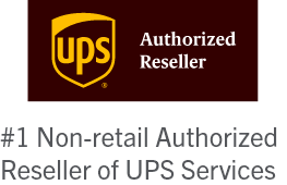 UPS logo with the words Authorized Reseller next to it, and below, the text reads #1 Non-retail Authorized Reseller of UPS Services.