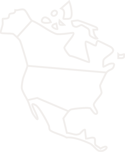 A simple, light gray line drawing of the outline of North America, including the United States, Canada, Mexico, Greenland, and surrounding islands, on a plain white background.