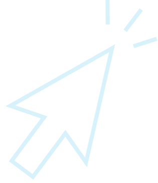 A light blue outline of a computer mouse cursor arrow with lines indicating a clicking action, symbolizing E-Commerce Solutions, on a light gray background.