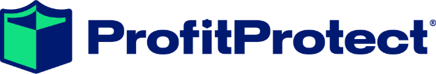 Logo for ProfitProtect, featuring a blue and green shield icon to the left of the company name in bold, dark blue text on a light background—perfect for businesses seeking reliable shipping insurance.