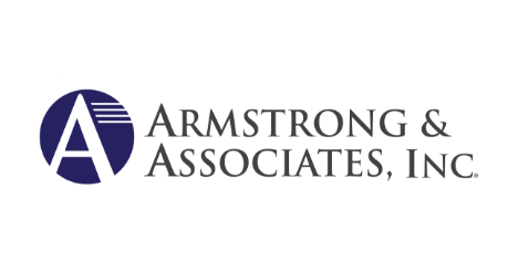 Logo of Armstrong & Associates, Inc., a leading 3PL company, featuring a blue circle with a white letter A and three white lines, next to the company's name in uppercase black letters on a white background.