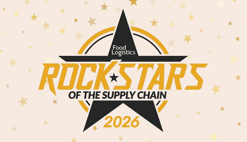 Logo with a large black and gold star, text reads: Food Logistics Rock Stars of the Supply Chain 2026 on a light background with small scattered stars—perfect for highlighting your Shelly Patman Press Release.